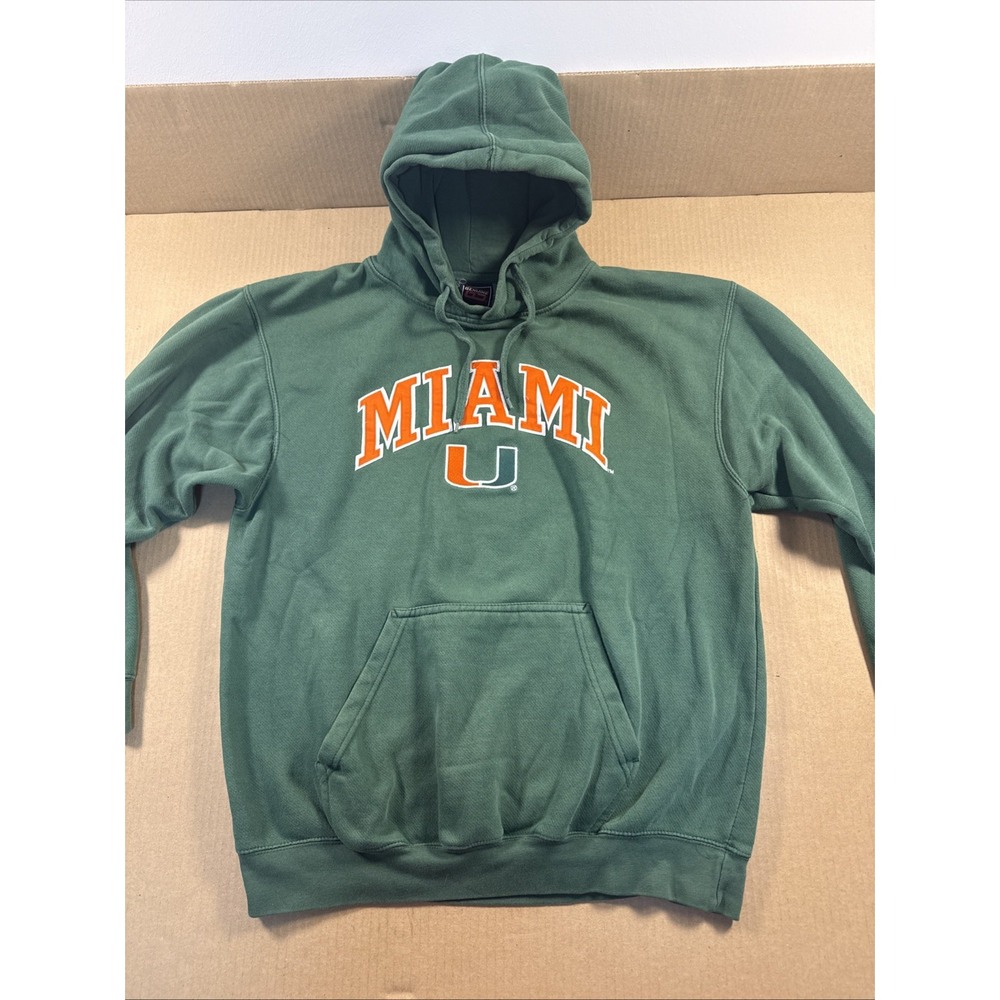 Miami Hurricanes Men's Large Green Hoodie GS Genuine Stuff, Very Soft